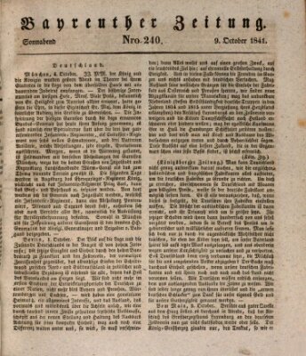 Bayreuther Zeitung Samstag 9. Oktober 1841