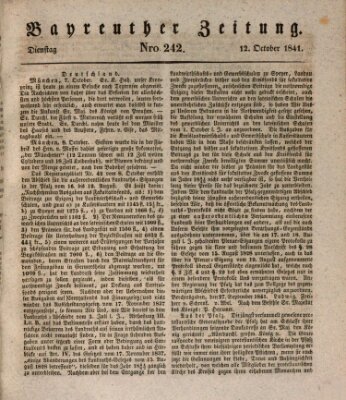 Bayreuther Zeitung Dienstag 12. Oktober 1841