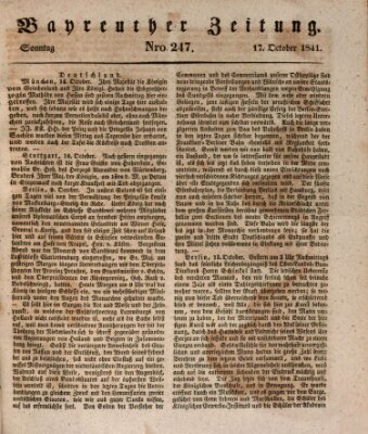 Bayreuther Zeitung Sonntag 17. Oktober 1841