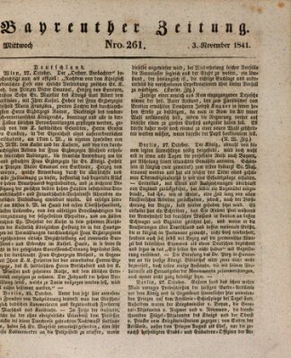 Bayreuther Zeitung Mittwoch 3. November 1841