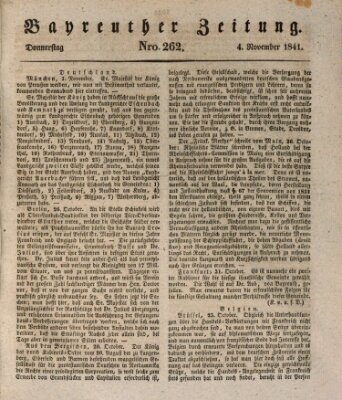 Bayreuther Zeitung Donnerstag 4. November 1841