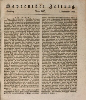 Bayreuther Zeitung Sonntag 7. November 1841