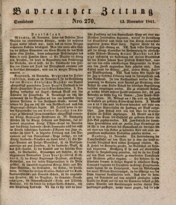 Bayreuther Zeitung Samstag 13. November 1841