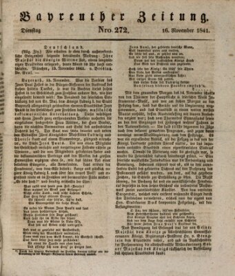 Bayreuther Zeitung Dienstag 16. November 1841