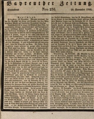 Bayreuther Zeitung Samstag 20. November 1841