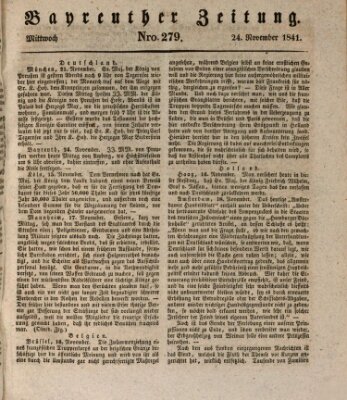 Bayreuther Zeitung Mittwoch 24. November 1841