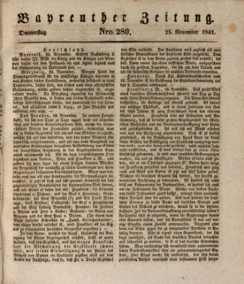 Bayreuther Zeitung Donnerstag 25. November 1841