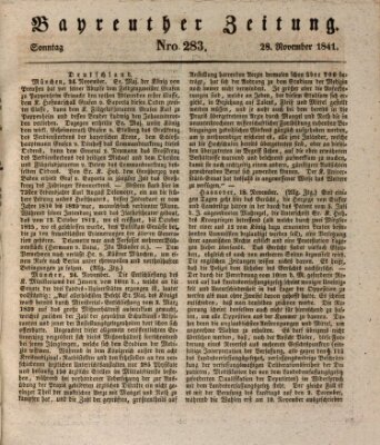 Bayreuther Zeitung Sonntag 28. November 1841