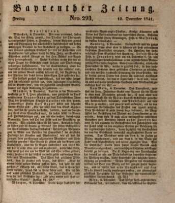 Bayreuther Zeitung Freitag 10. Dezember 1841