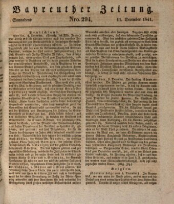 Bayreuther Zeitung Samstag 11. Dezember 1841