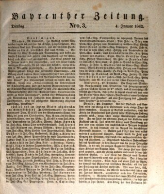 Bayreuther Zeitung Dienstag 4. Januar 1842