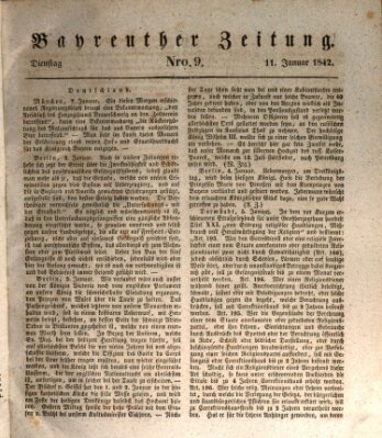 Bayreuther Zeitung Dienstag 11. Januar 1842