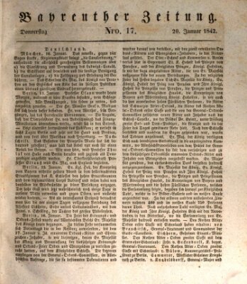 Bayreuther Zeitung Donnerstag 20. Januar 1842