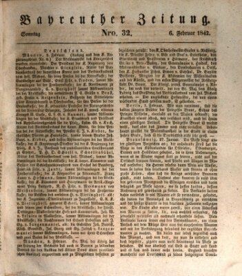 Bayreuther Zeitung Sonntag 6. Februar 1842