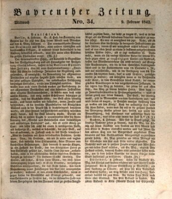 Bayreuther Zeitung Mittwoch 9. Februar 1842