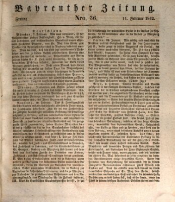 Bayreuther Zeitung Freitag 11. Februar 1842