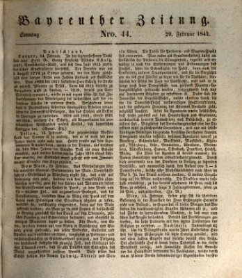 Bayreuther Zeitung Sonntag 20. Februar 1842