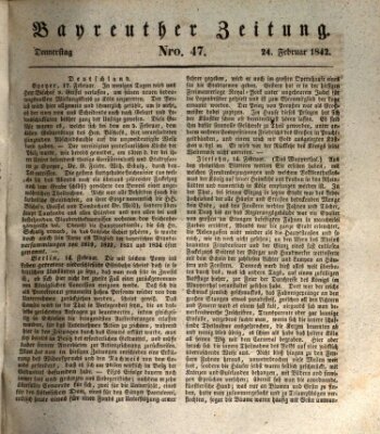 Bayreuther Zeitung Donnerstag 24. Februar 1842