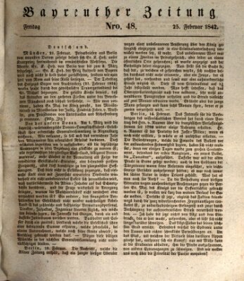 Bayreuther Zeitung Freitag 25. Februar 1842