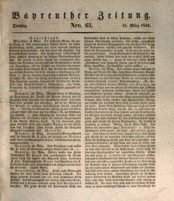 Bayreuther Zeitung Dienstag 15. März 1842