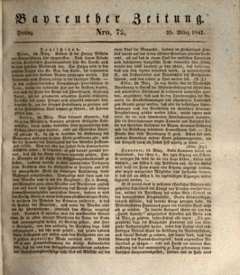 Bayreuther Zeitung Freitag 25. März 1842