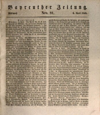 Bayreuther Zeitung Mittwoch 6. April 1842