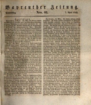 Bayreuther Zeitung Donnerstag 7. April 1842