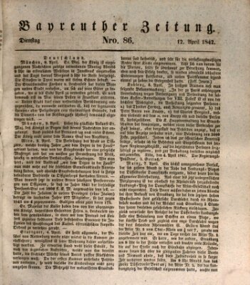 Bayreuther Zeitung Dienstag 12. April 1842