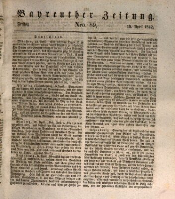 Bayreuther Zeitung Freitag 15. April 1842