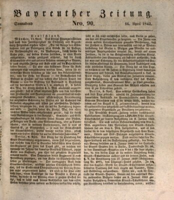 Bayreuther Zeitung Samstag 16. April 1842