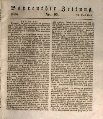 Bayreuther Zeitung Freitag 22. April 1842