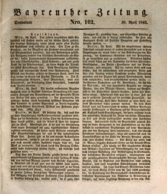 Bayreuther Zeitung Samstag 30. April 1842