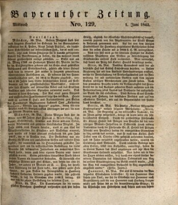 Bayreuther Zeitung Mittwoch 1. Juni 1842