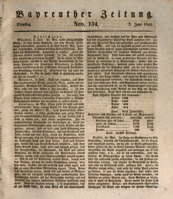 Bayreuther Zeitung Dienstag 7. Juni 1842