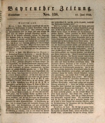 Bayreuther Zeitung Samstag 11. Juni 1842