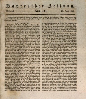 Bayreuther Zeitung Mittwoch 15. Juni 1842