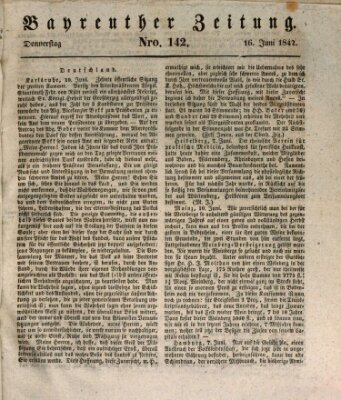 Bayreuther Zeitung Donnerstag 16. Juni 1842