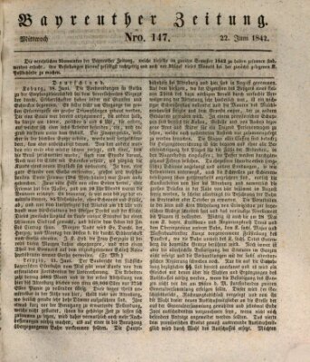 Bayreuther Zeitung Mittwoch 22. Juni 1842