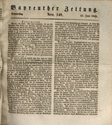 Bayreuther Zeitung Donnerstag 23. Juni 1842