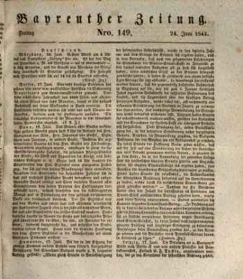 Bayreuther Zeitung Freitag 24. Juni 1842