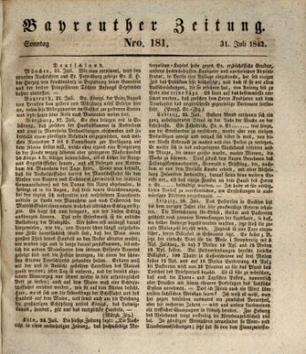 Bayreuther Zeitung Sonntag 31. Juli 1842