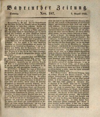 Bayreuther Zeitung Sonntag 7. August 1842