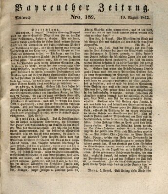 Bayreuther Zeitung Mittwoch 10. August 1842