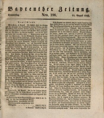 Bayreuther Zeitung Donnerstag 11. August 1842