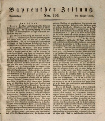 Bayreuther Zeitung Donnerstag 18. August 1842