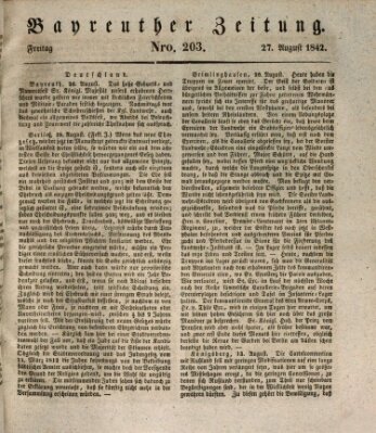 Bayreuther Zeitung Samstag 27. August 1842