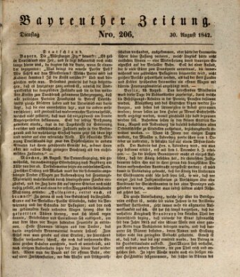 Bayreuther Zeitung Dienstag 30. August 1842