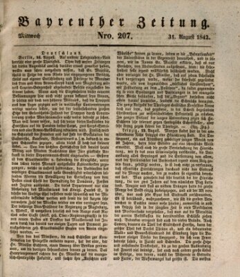 Bayreuther Zeitung Mittwoch 31. August 1842