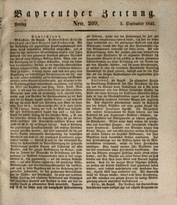 Bayreuther Zeitung Freitag 2. September 1842