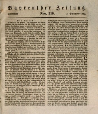 Bayreuther Zeitung Samstag 3. September 1842